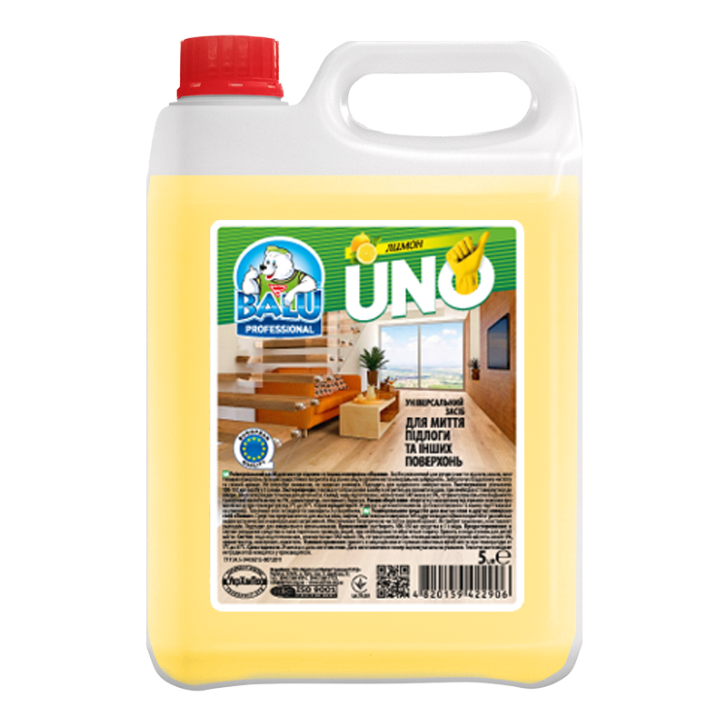 Універсальний засіб для миття підлоги та інших поверхонь BALU® UNO «Лимон» , каністра 5000 мл